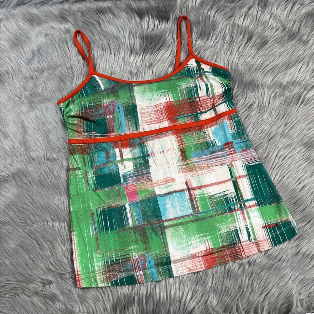 Patagonia orange green shelf tank large